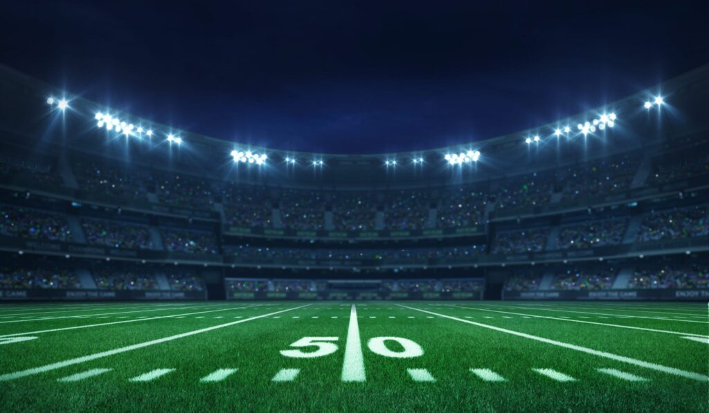 Super Bowl stadium printed advertising and signage